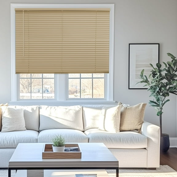Chicology Cordless 1" Vinyl Mini Window Blinds Gloss Cappuccino (Room Darkening) 32"W X 48"H