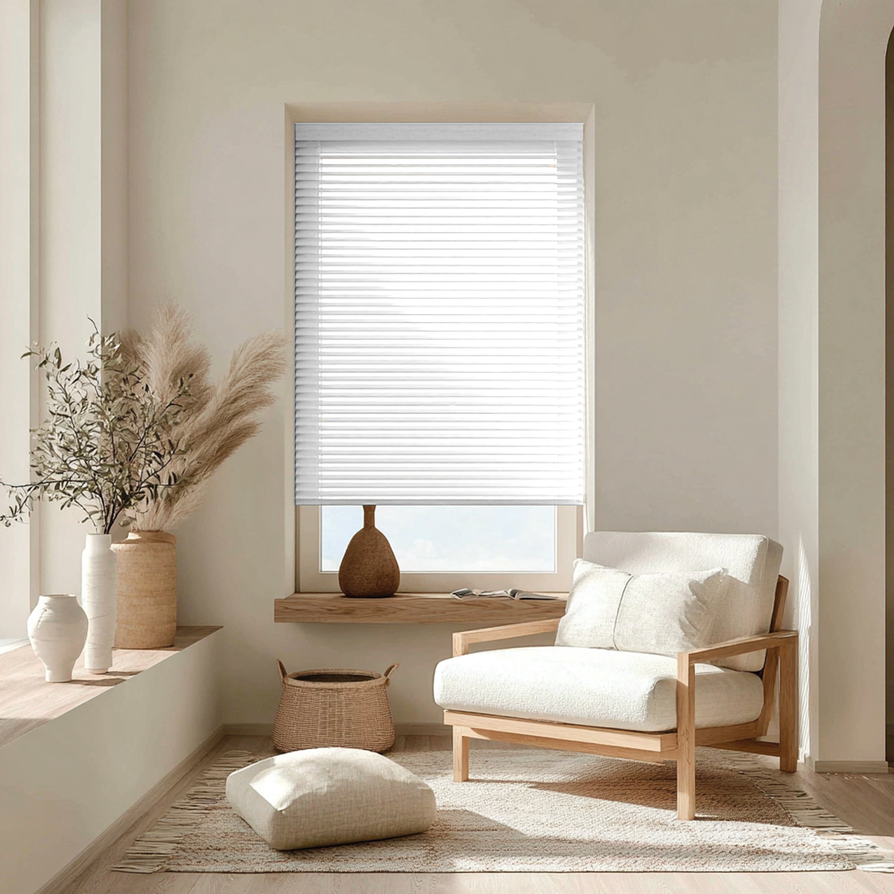 Chicology 23.25"W x 72"H Cordless Vinyl Mini Blinds 1 in Slats Light Filtering White Easy Install