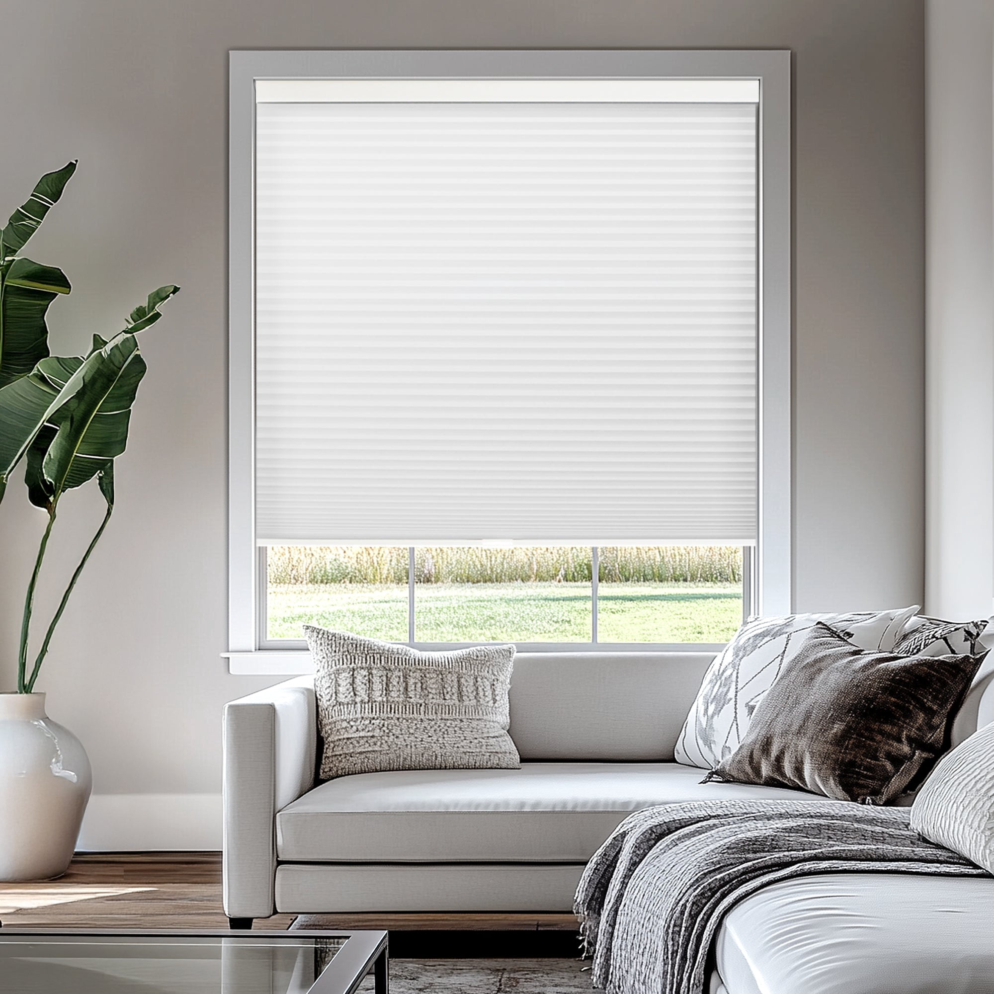 Chicology Light Filtering Cellular Shade, Morning Mist, 33"W X 48"H