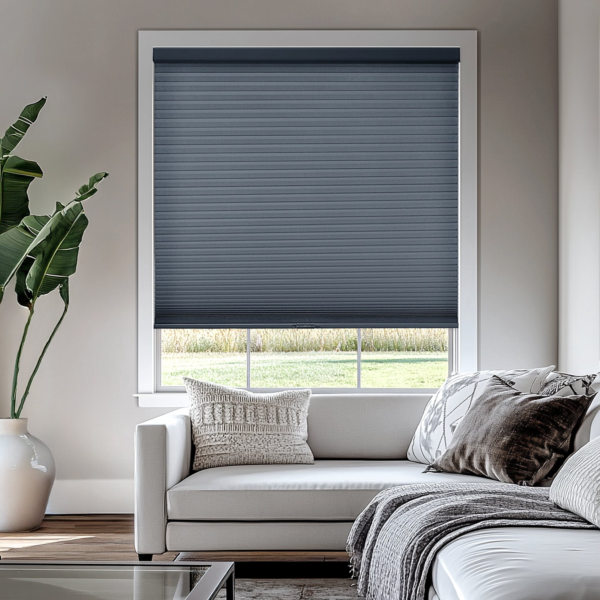 Chicology Light Filtering Cellular Shade, Morning Ocean, 28.75"W X 64"H