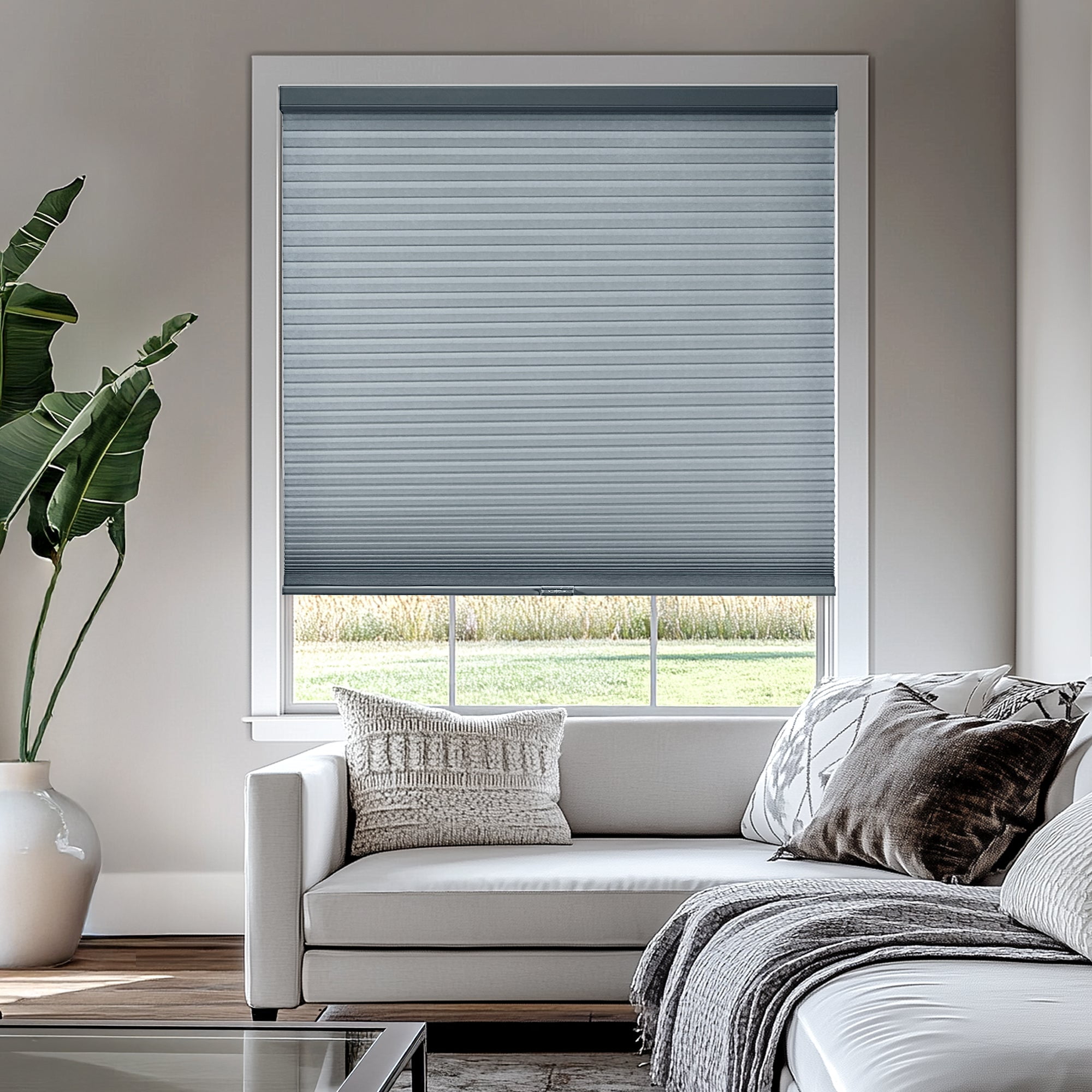 Chicology Light Filtering Cellular Shade, Morning Pebble, 45"W X 48"H