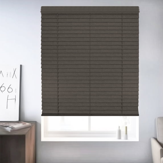 Chicology Cordless Faux Wood Blinds, Brown Textured (2.5" Slat), 38.25"W X 72"H