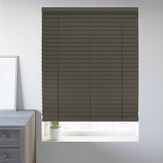 Chicology Cordless Faux Wood Blinds, Brown Textured (2" Slat), 41.25"W X 72"H