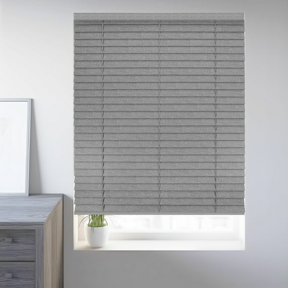 Chicology Cordless Faux Wood Blinds, Gray Textured (2" Slat), 62.75"W X 72"H