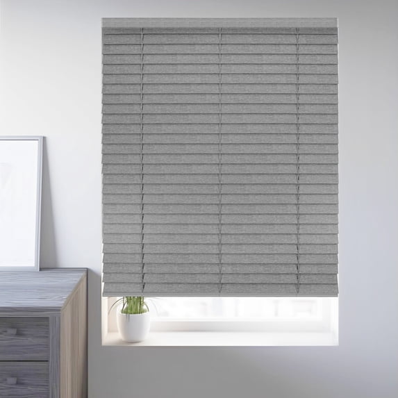 Chicology Cordless Faux Wood Blinds, Gray Textured (2" Slat), 72"W X 72"H