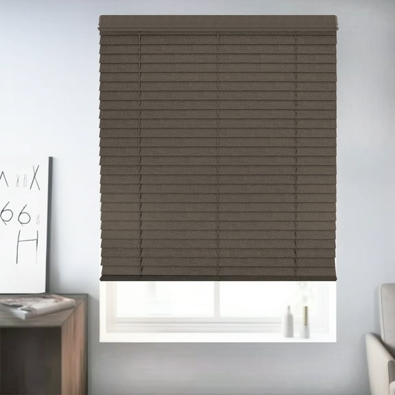 Chicology Cordless Faux Wood Blinds, Umber Textured (2.5" Slat), 62"W X 72"H