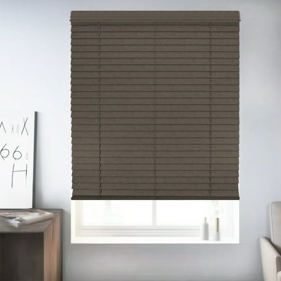 Chicology Cordless Faux Wood Blinds, Umber Textured (2.5" Slat), 70.75"W X 72"H