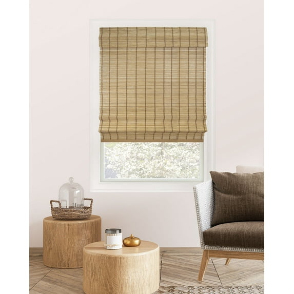 Chicology 29"W x 64"H Deer Cordless Bamboo Roman Shades, Natural Woven Wood, Light Filtering, Safe for Kids & Pets