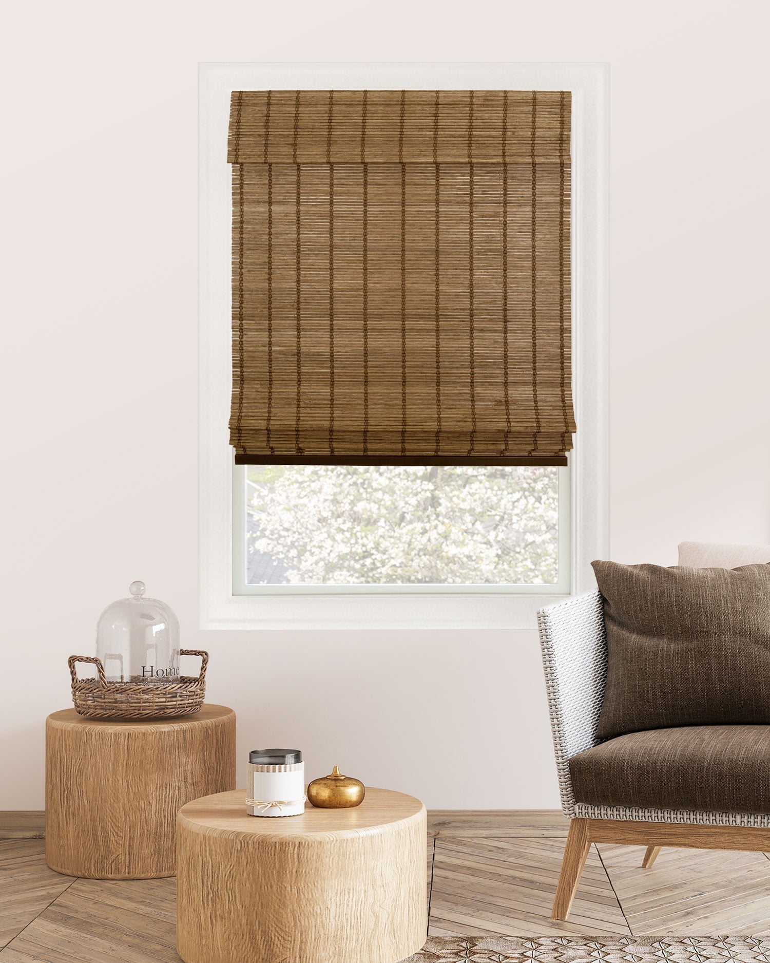 Chicology 35"W x 64"H Elk Cordless Bamboo Shades, Natural Woven Wood, Light Filtering, Safe for Kids & Pets