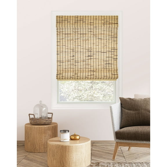 Chicology 36"W x 64"H Tortoise Cordless Bamboo Shades, Natural Woven Wood, Light Filtering, Safe for Kids & Pets