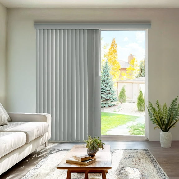 CHICOLOGY Large Vertical Blinds for Indoor Windows, Light Filtering PVC Slats, 78"W X 84"H, Easy Install, Privacy Shades for Sliding Glass Doors & Living Rooms, Oxford Gray