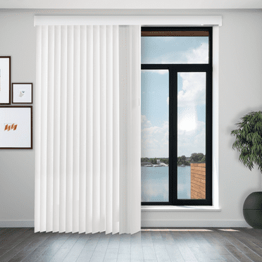 Chicology Cordless Oxford White Vinyl Blackout Room Darkening Vertical Blinds, 78"W X 84"H