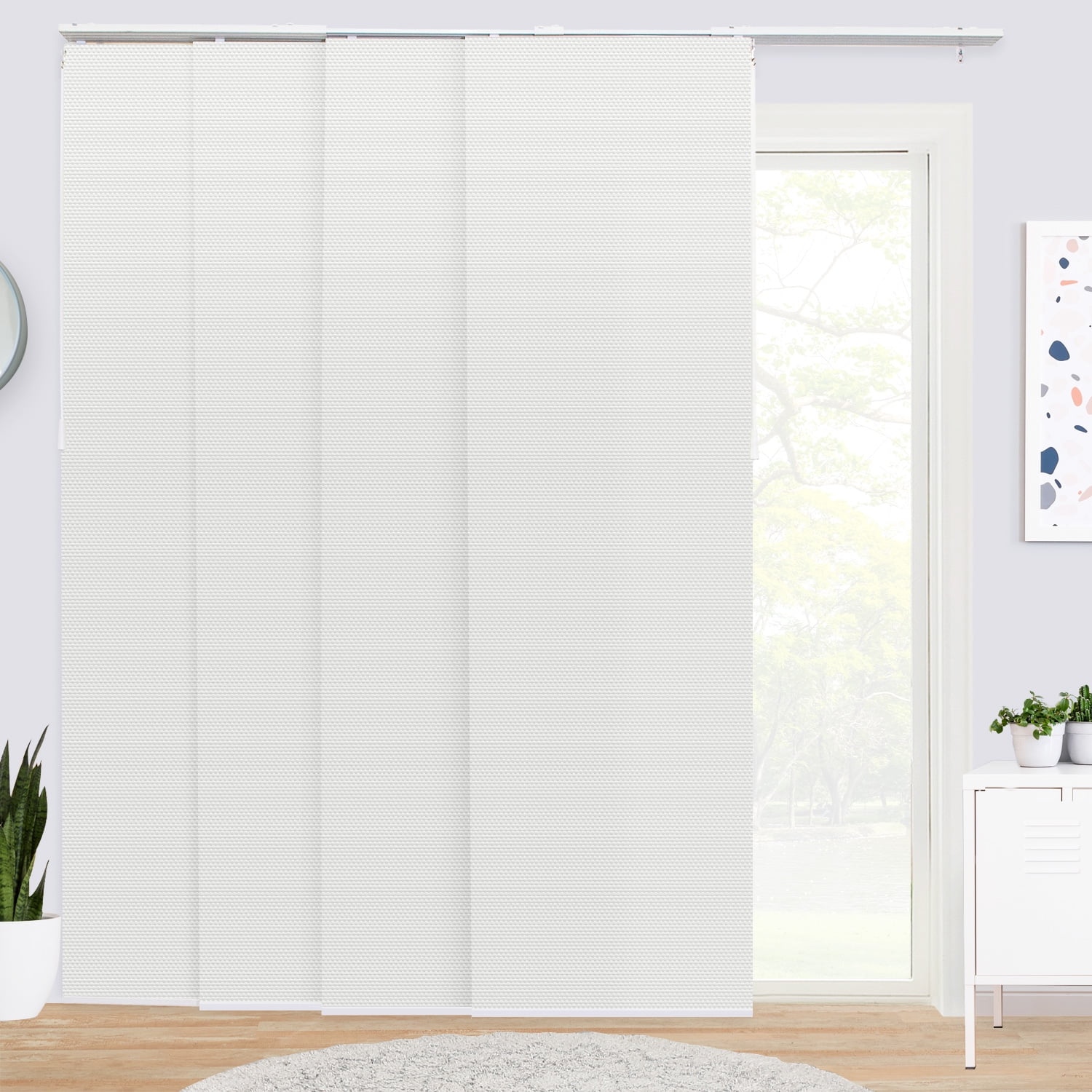 Chicology Cordless PVC Sliding Window Blinds, White, 46.86" x 96"