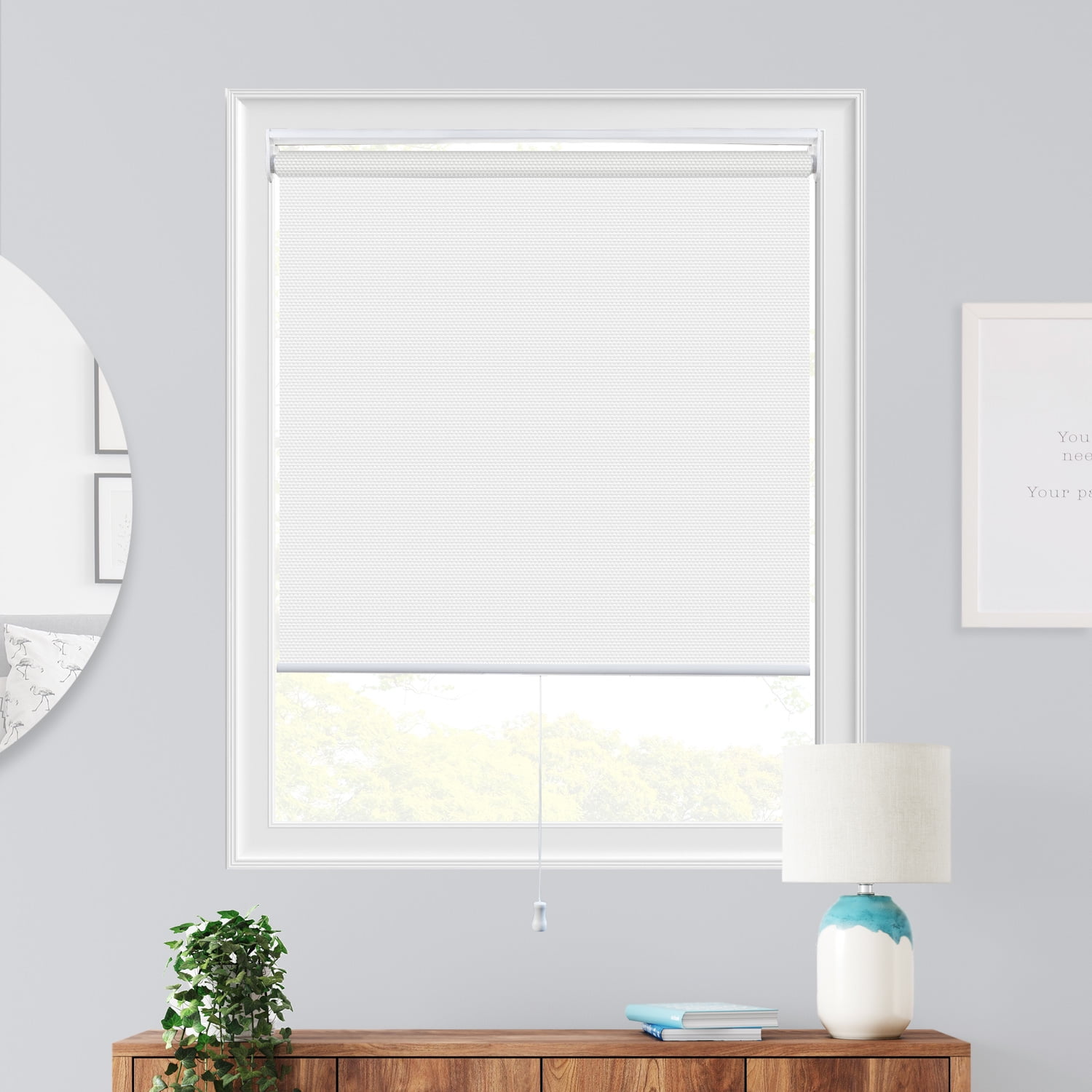 Chicology 23"W X 72"H View-tiful Chantilly White Cordless Polyester Roller Shades – Solar UV Protection, Safe for Kids & Pets