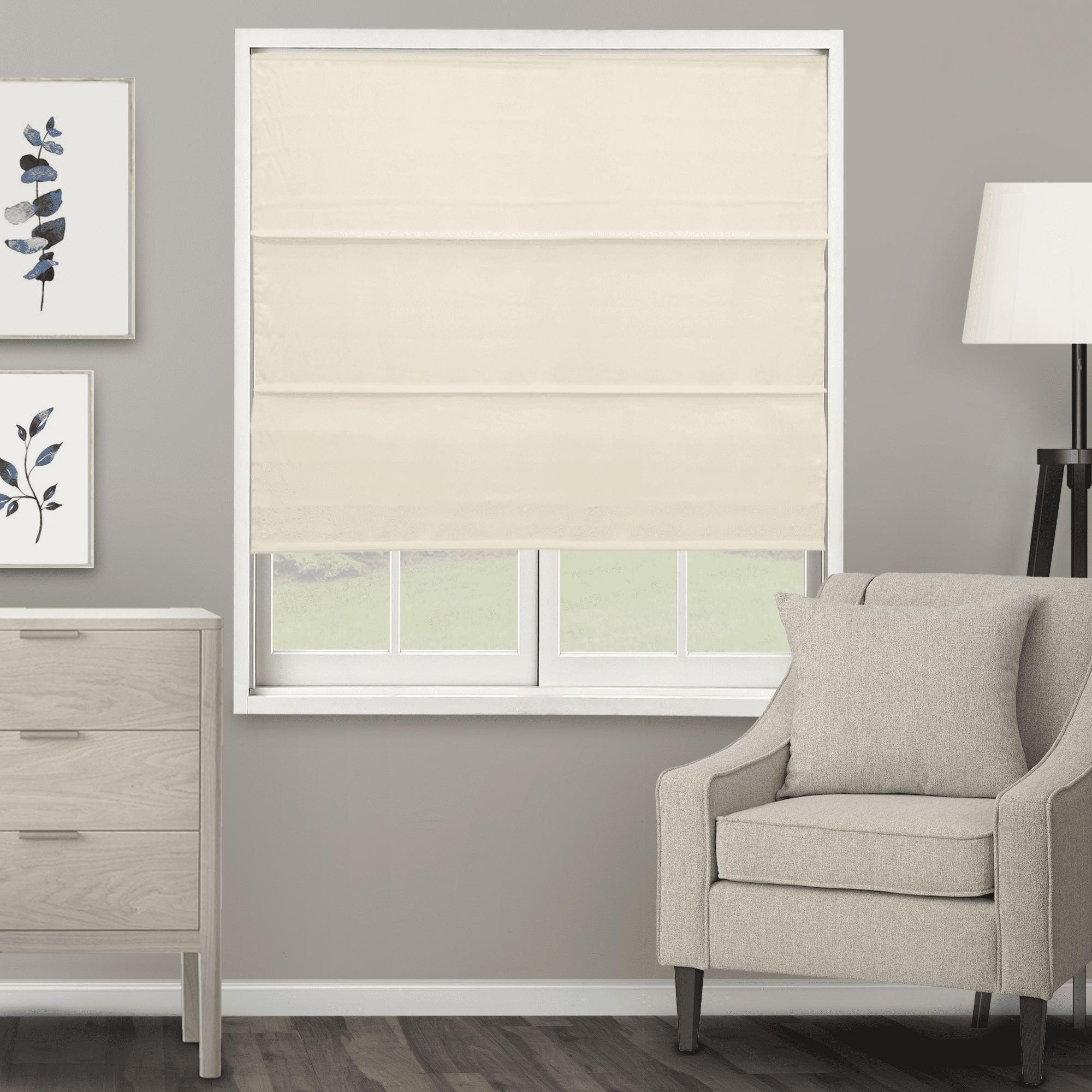 Ridgewood Cream Cordless Fabric Roman Blackout Shade 36" x 72"