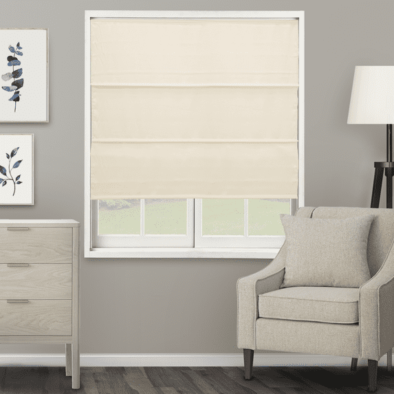 Chicology Cordless Roman Shade, Light Filtering, Ridgewood Cream, 47"W X 72"H