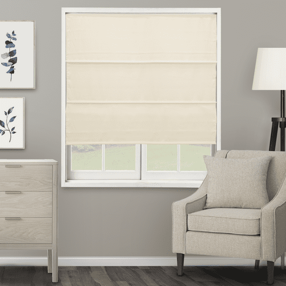 Chicology Cordless Roman Shade, Light Filtering, Ridgewood Cream, 48"W X 72"H