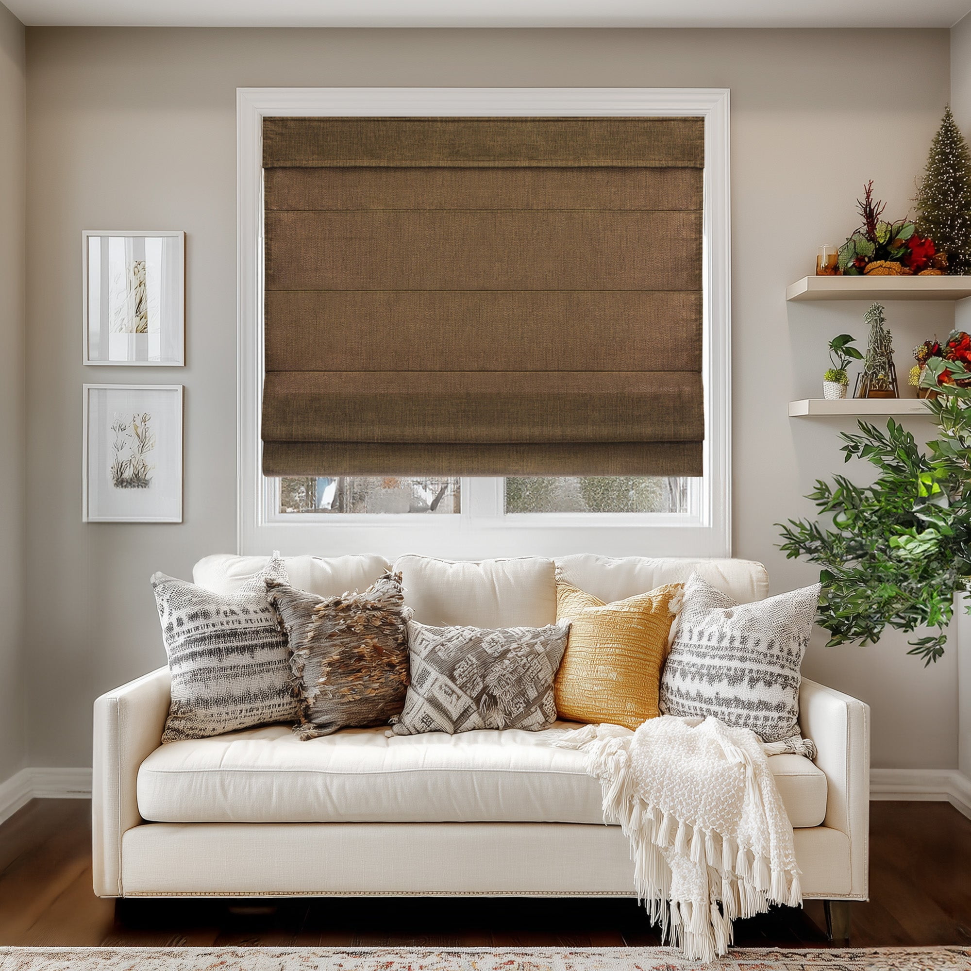 CHICOLOGY Cordless Roman Shades Belgian Chocolate (Light Filtering) 47"W X 64"H