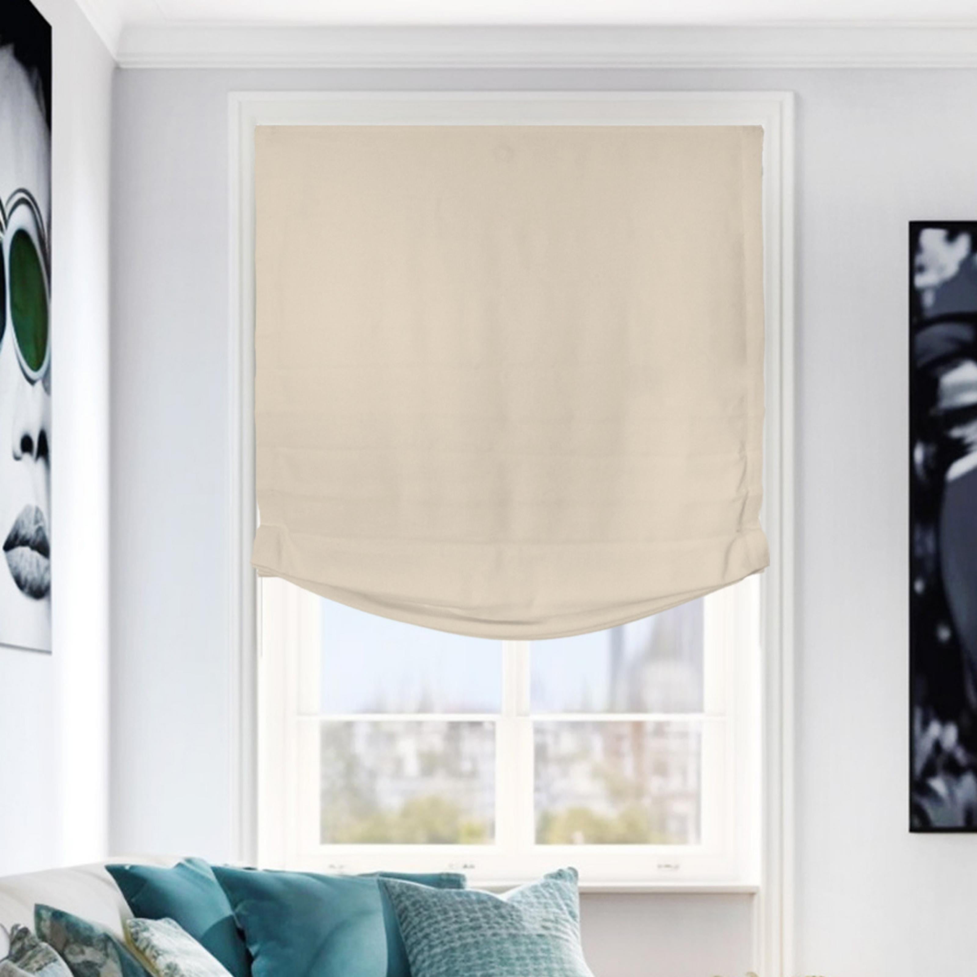 Chicology Cordless Roman Shades, Ivory (Relaxed), 35"W X 64"H
