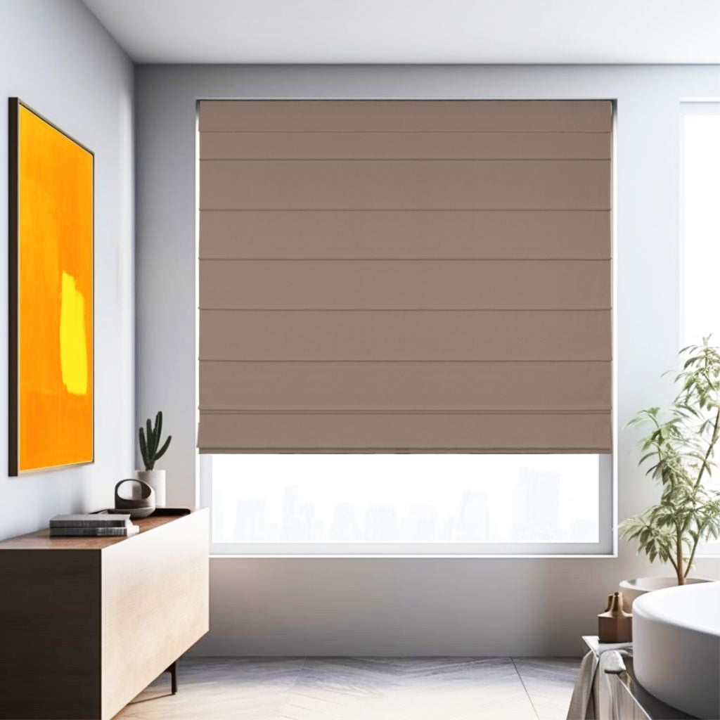 Chicology Cordless Roman Shades, Khaki (Cotton), 31"W X 64"H