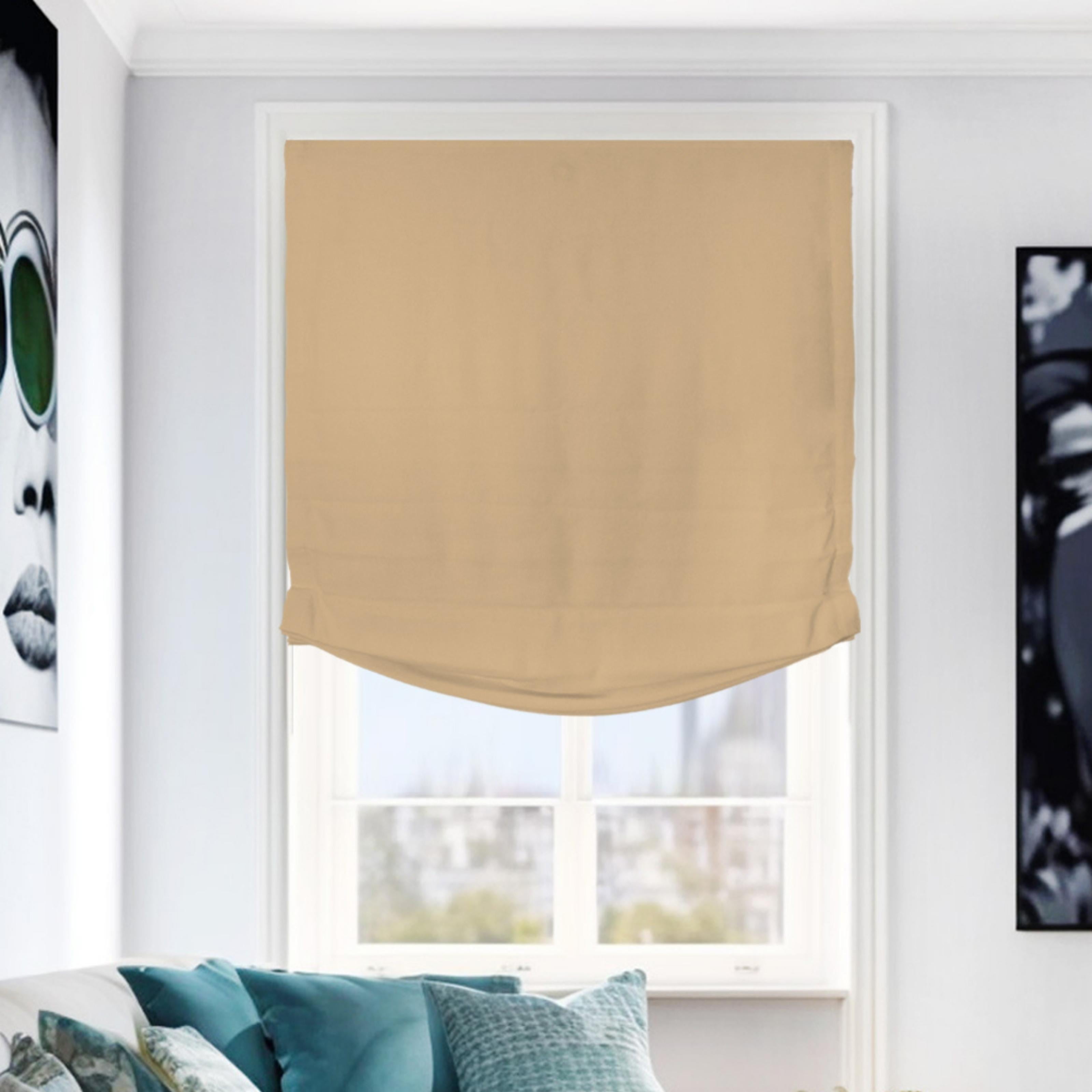 Chicology Cordless Roman Shades, Khaki (Relaxed), 35"W X 64"H