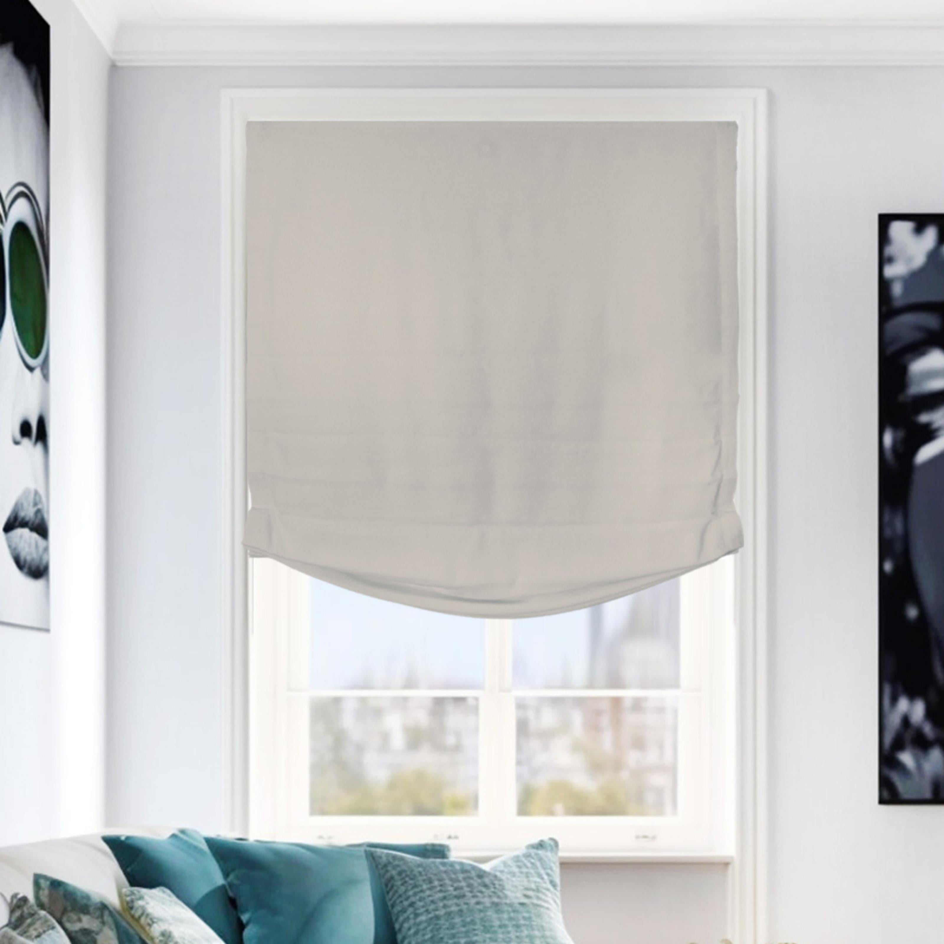 Chicology Cordless Roman Shades, Light Gray (Relaxed), 39"W X 64"H