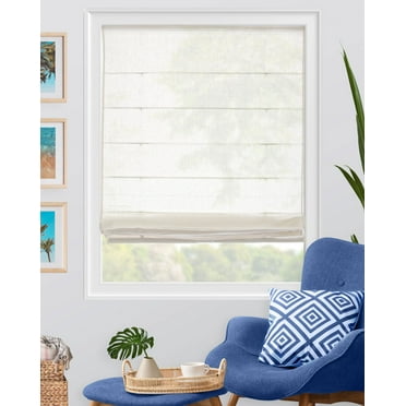Chicology Cordless Roman Shade, Sheer, Pacific White, 27"W X 64"H