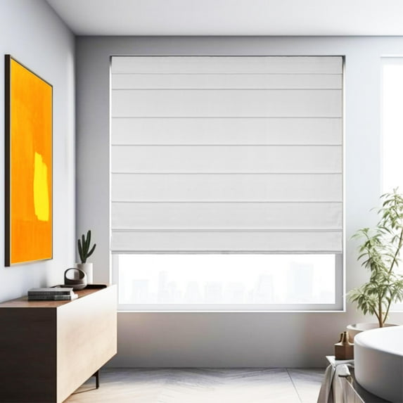 Chicology Cordless Roman Shades, White (Cotton), 23"W X 64"H