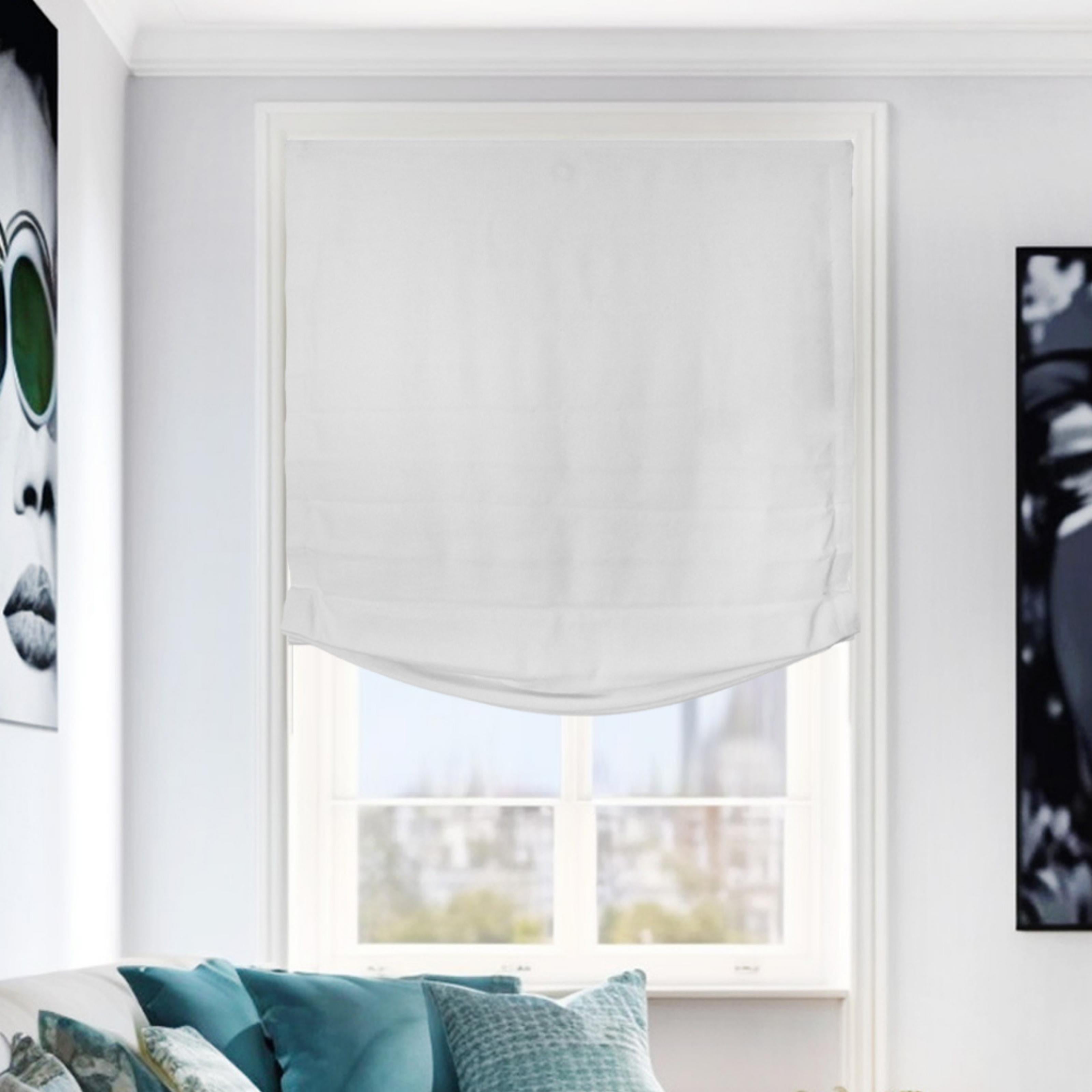 Chicology Cordless Roman Shades, White (Relaxed), 31"W X 64"H
