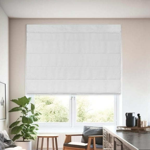 Chicology Cordless Roman Shades, White (Textured), 23"W X 64"H