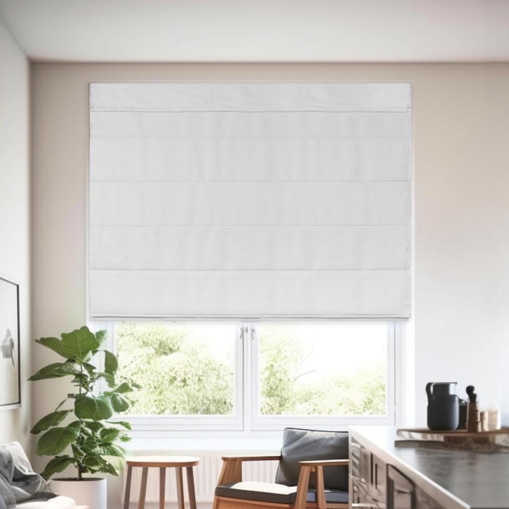 Chicology Cordless Roman Shades, White (Textured), 35"W X 64"H