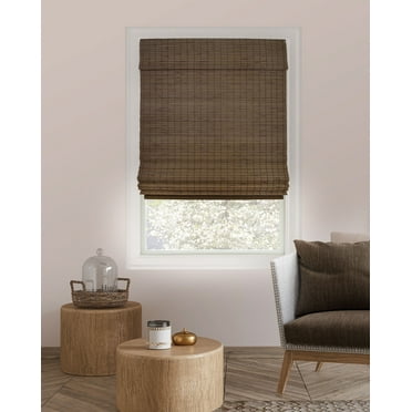 Chicology 34"W x 64"H Moose Cordless Bamboo Roman Shades, Natural Woven Wood, Light Filtering, Safe for Kids & Pets