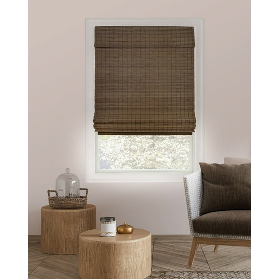 Chicology 36"W x 64"H Moose Cordless Bamboo Roman Shades, Natural Woven Wood, Light Filtering, Safe for Kids & Pets