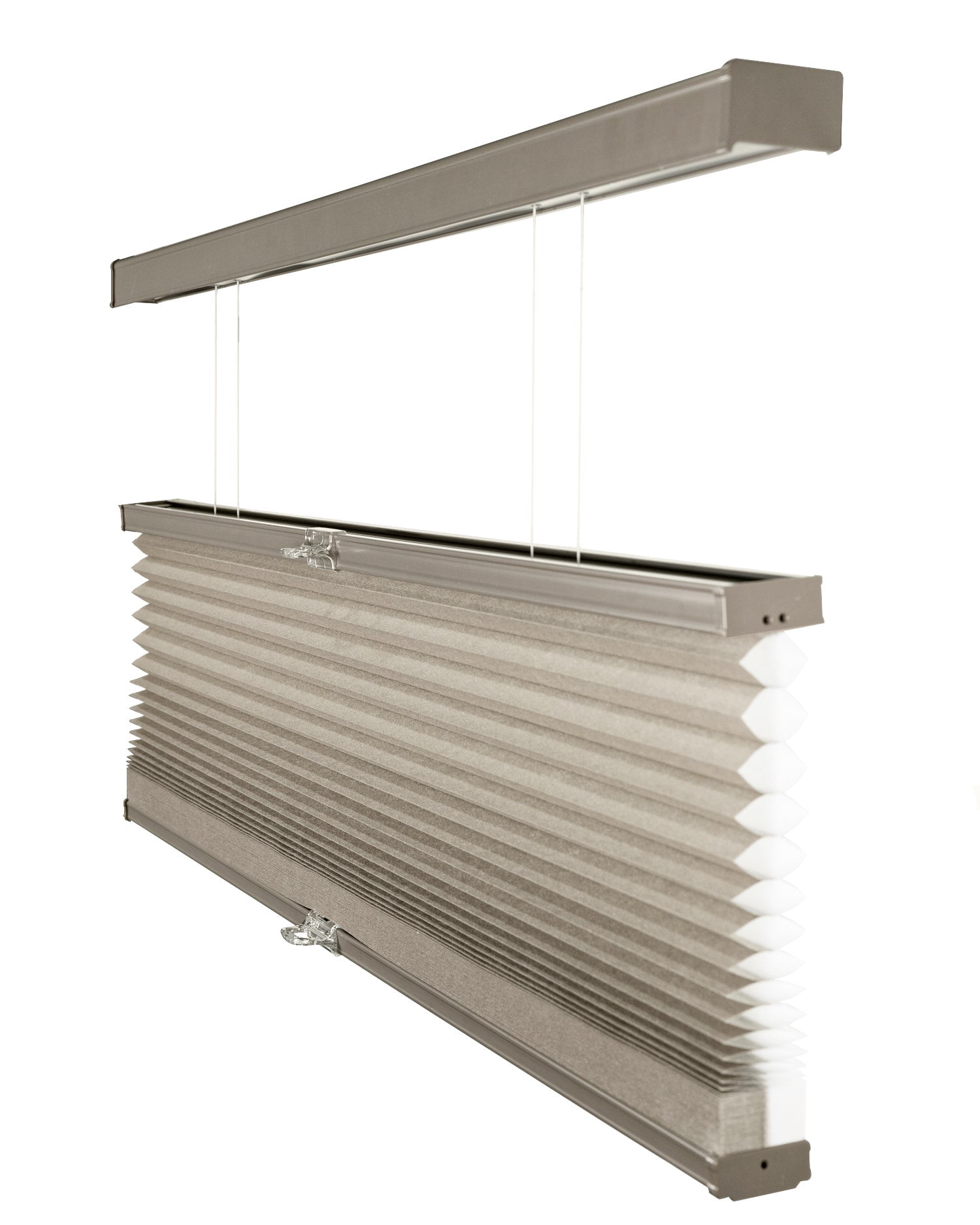 Chicology Cordless Top Down Bottom Up Light Filtering Cellular Shade, Khaki Grey 63.5"W x 72"H