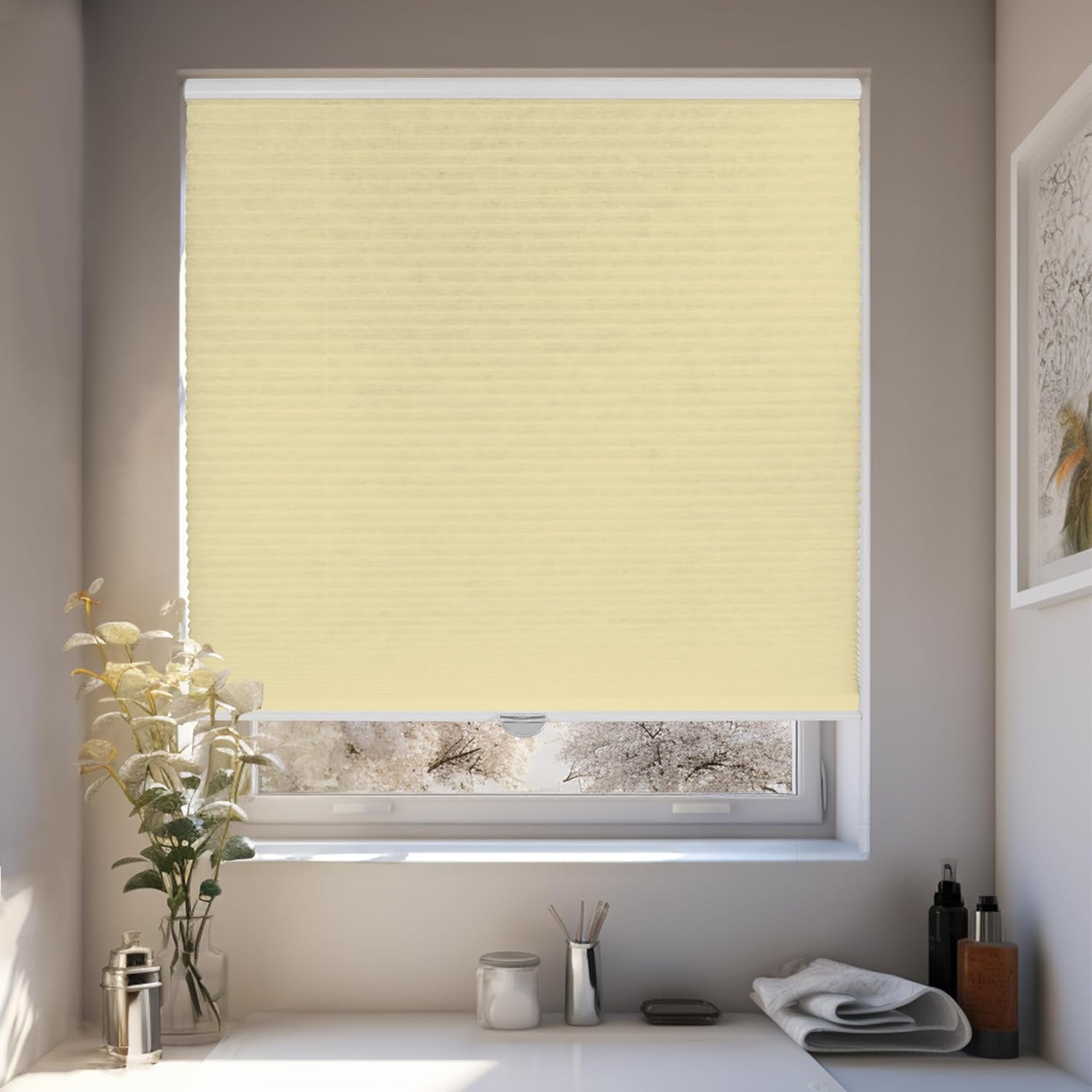 Chicology Cream Cordless Light Filtering Cellular Shades 55.25 in. W x 48 in. L