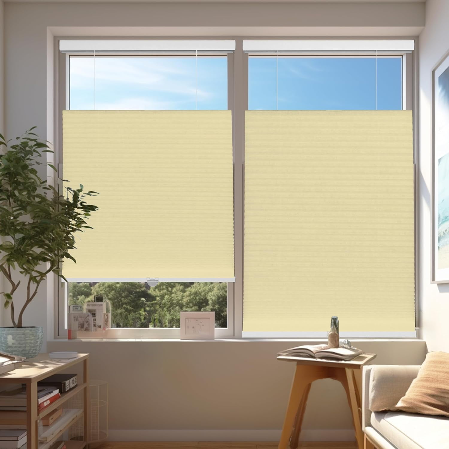 Chicology Cream Light Filtering Cordless Top Down Bottom Up Cellular Shades 27.25 in. W x 48 in. L