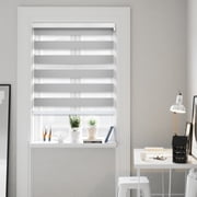 CHICOLOGY Blackout Zebra Roller Shades |70"W X 72"H| Dual Layer Light Filtering Blinds | Cordless Window Shades for Home & Office | Easy Install | Icy Grey