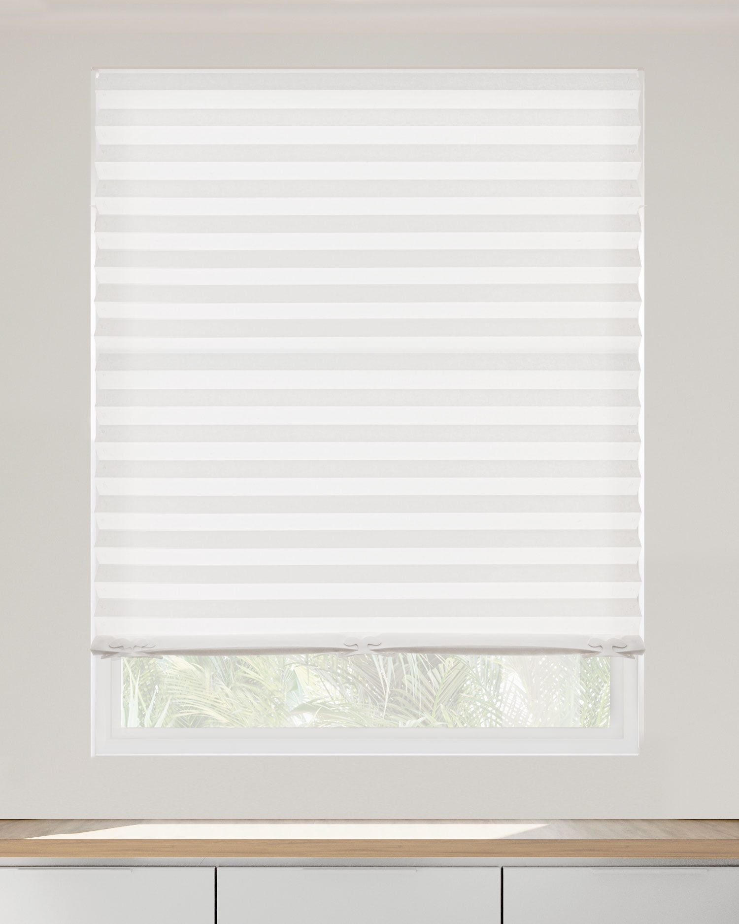 Chicology Instant White Cordless Light Filtering Polyester Fabric Pleated Window Shades, 48"W x 72"L (3-Pack)