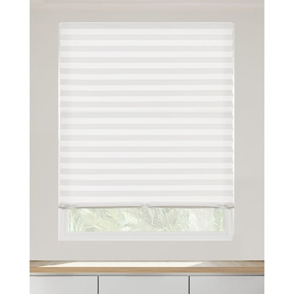 Chicology Instant White Cordless Light Filtering Polyester Fabric Pleated Window Shades, 48"W x 72"L (3-Pack)