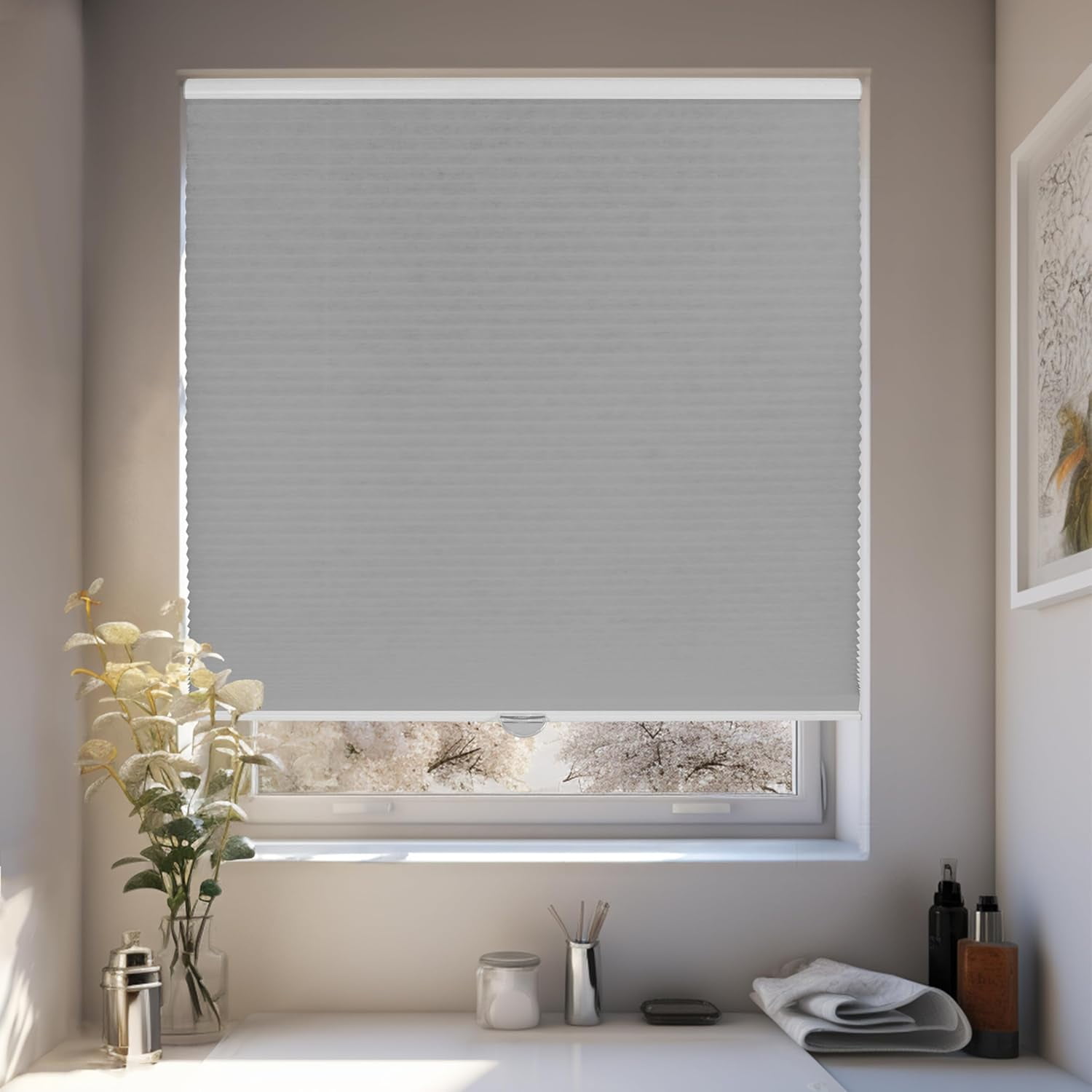 Chicology Silver Cordless Light Filtering Cellular Shades 33.5 in. W x 72 in. L