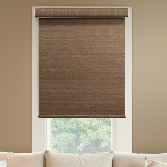 Chicology Snap-N'-Glide Cordless Roller Shade, Felton Truffle (Natural Woven) 59"W X 72"H