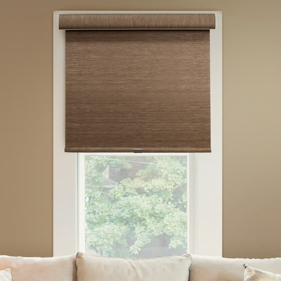 Chicology Snap-N'-Glide Cordless Roller Shade, Felton Truffle (Natural Woven) 61"W X 72"H