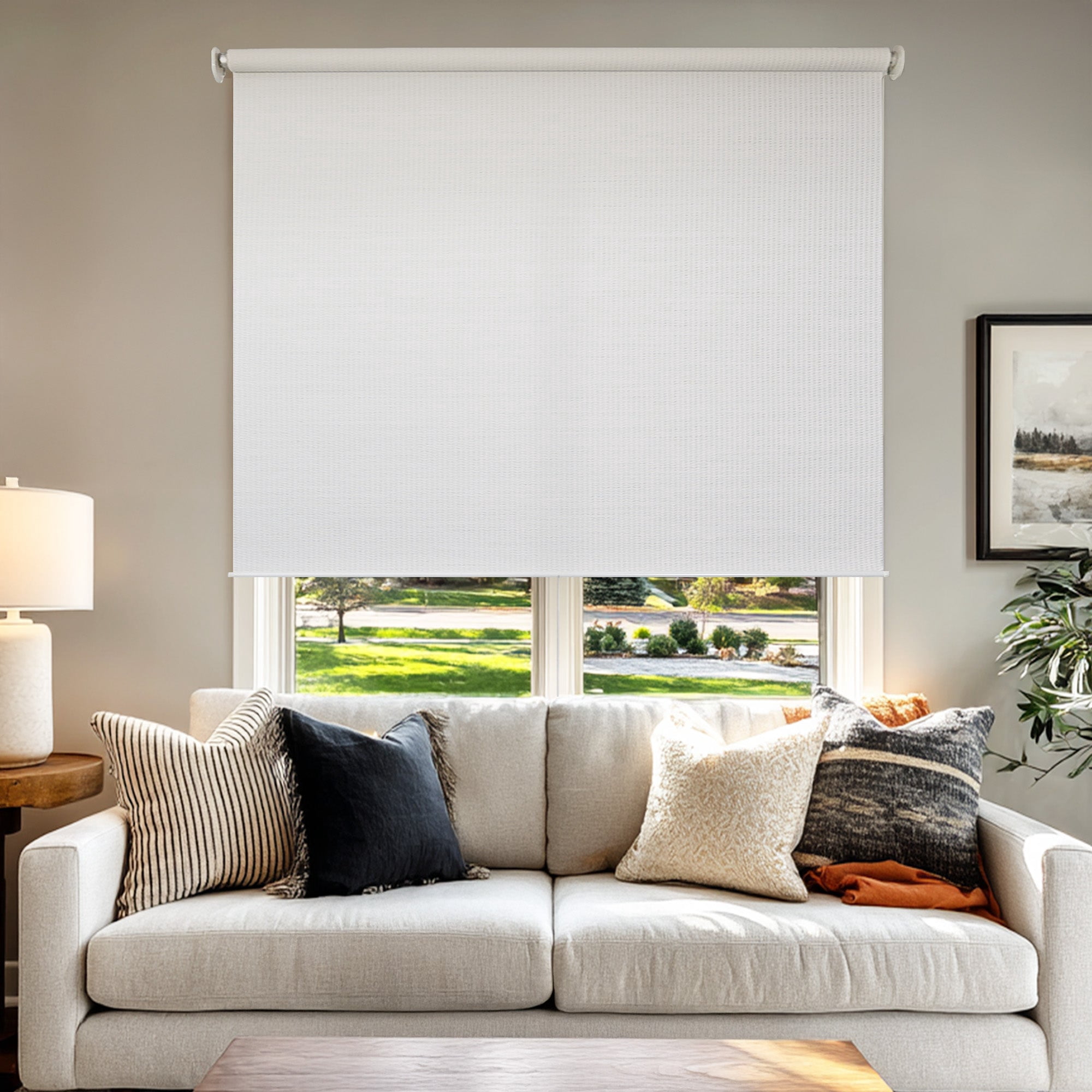 Chicology Roller Shades | Cordless Room Darkening and Light Filtering Window Blinds |45"W x 72"L| Privacy Shades for Bedroom & Living Room | Easy Install | Woven White
