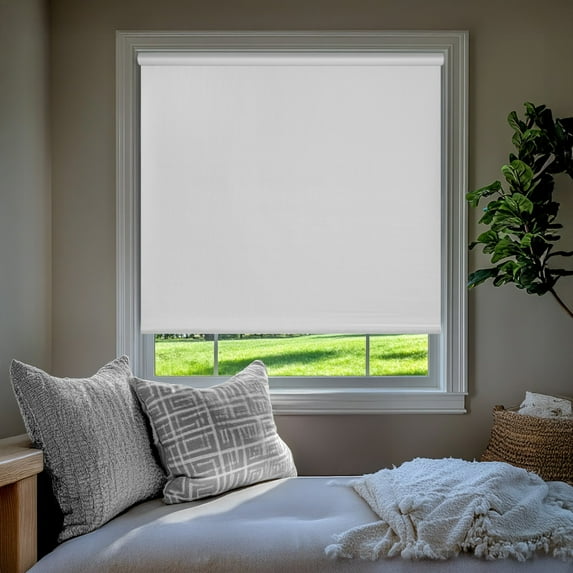 Chicology Textured Blackout Roller Shades | Cordless Light Filtering Window Blinds |46.75"W X 64"H| Decorative Privacy Shades for Home, Bedroom, Living Room, Kitchen | Easy Install | White
