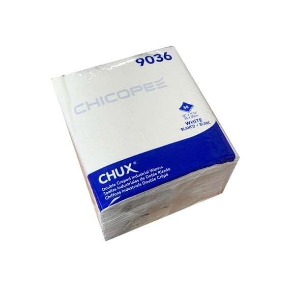 Chicopee 9036 13" Length x 12.5" Width, White Heavy Duty Chux Double Creped Industrial Wipe (Case of 1008)