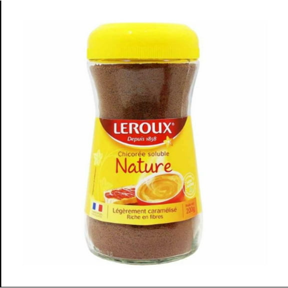 Chicory Leroux Instant Coffee, 100% Natural Gluten and Caffeine Free Yellow Jar- 7oz/200g