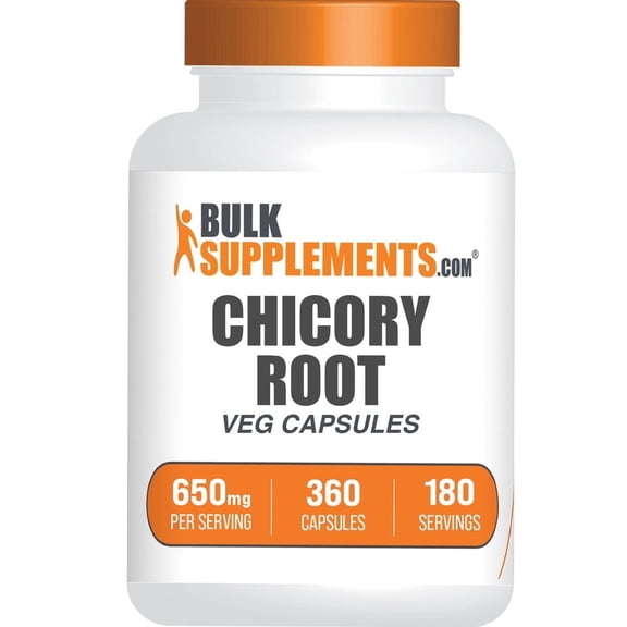 BulkSupplements Chicory Root Extract Capsules 650mg per Serving, Prebiotic Fiber & Digestive Wellness Support Supplement, 360 Count
