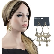 Chicos Pear Of Gold Exotic Teardrop Chandelier Earrings 3.75 NWT