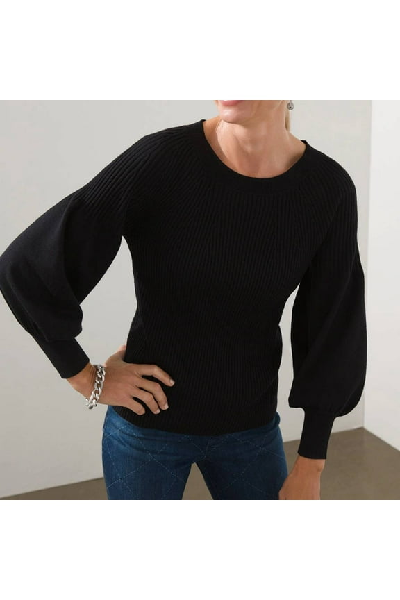 Chicos Rib Knit Blouse Sleeve Pullover, Size S