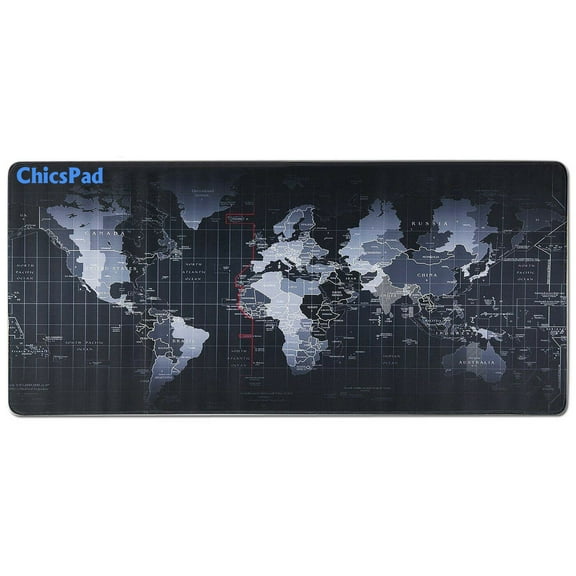 ChicsPad Extended XXL Gaming Mouse Pad - Portable Large Desk Pad - Non Slip Water Resistant Rubber Base, World Map,Gaming Mouse Pad Keyboard Pad. Large Area for Keyboard and Mouse.